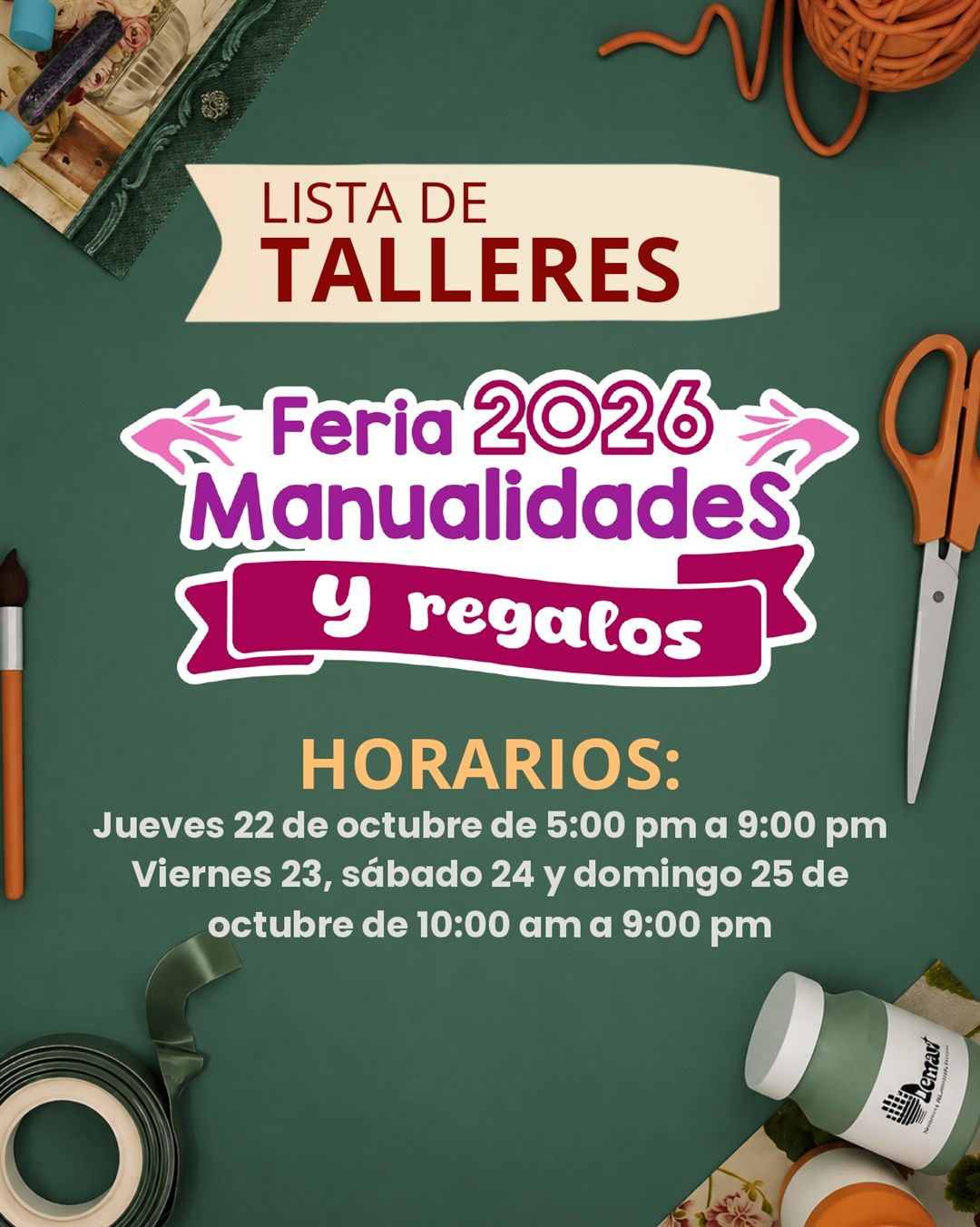 Portada · Lista de Talleres y Horarios